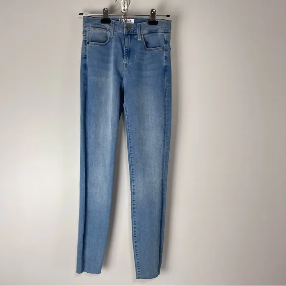 Frame Women’s Le High Raw Edge Skinny Jeans Sz 24 Light Blue NWT