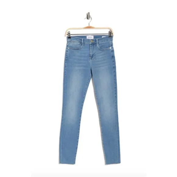 Frame Women’s Le High Raw Edge Skinny Jeans Sz 24 Light Blue NWT