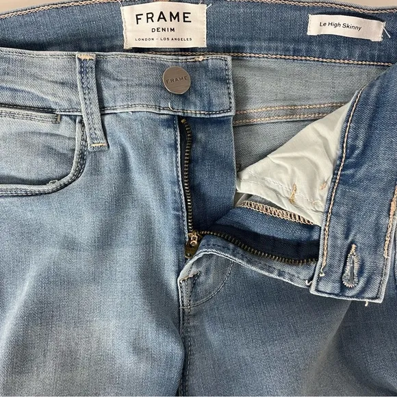 Frame Women’s Le High Raw Edge Skinny Jeans Sz 24 Light Blue NWT