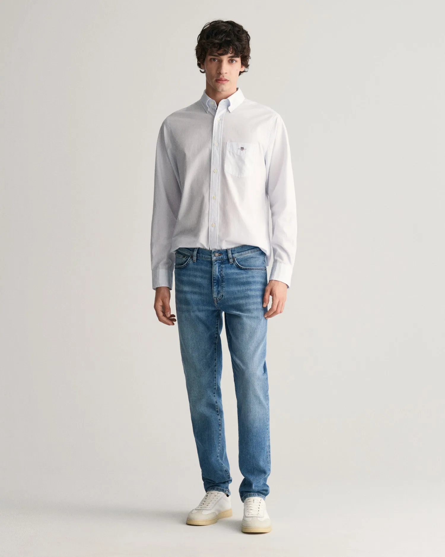 Gant Men Blue Washed Mid-Rise Slim Fit Jeans