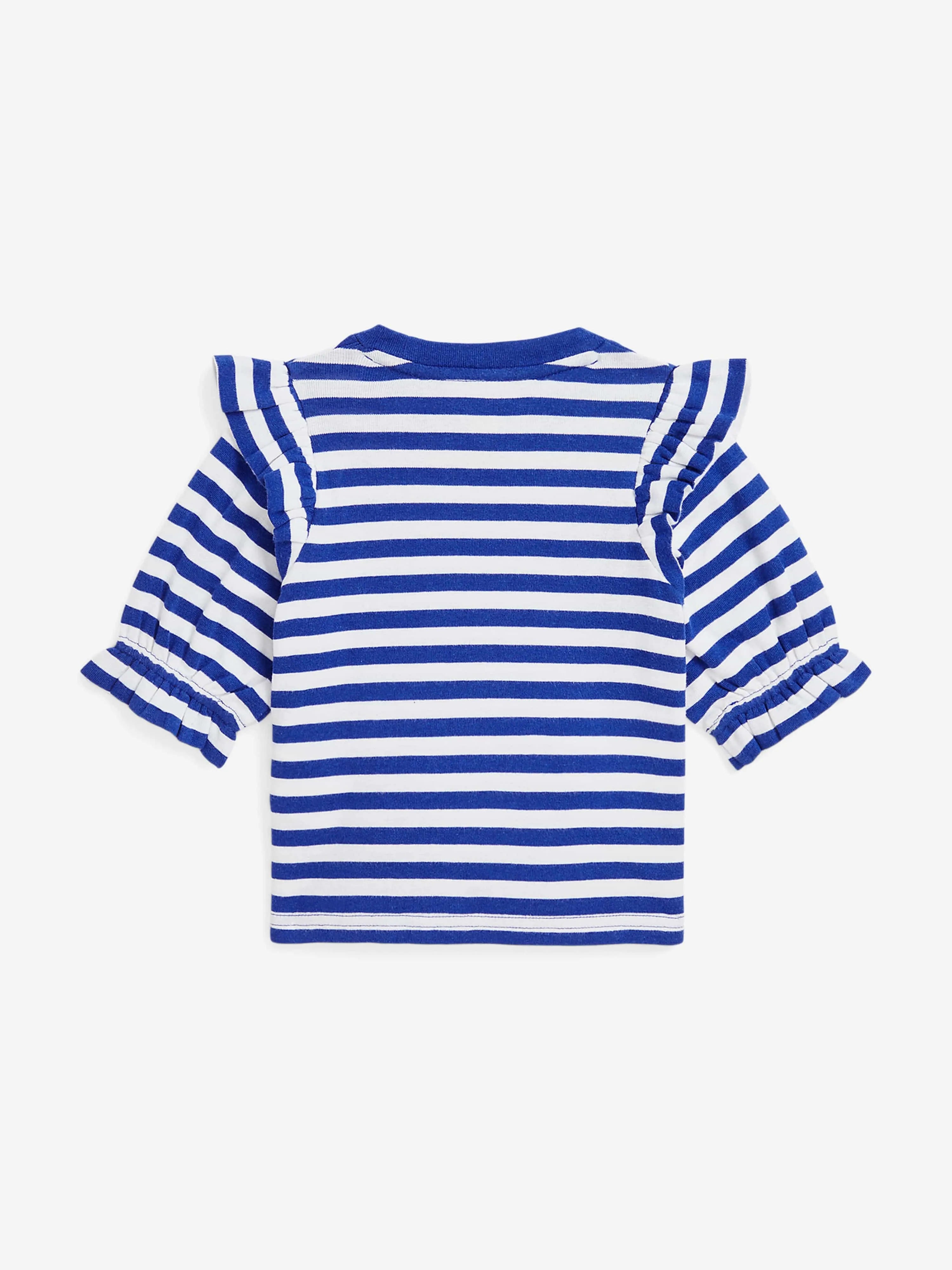Girls Striped Ruffle Top in Blue