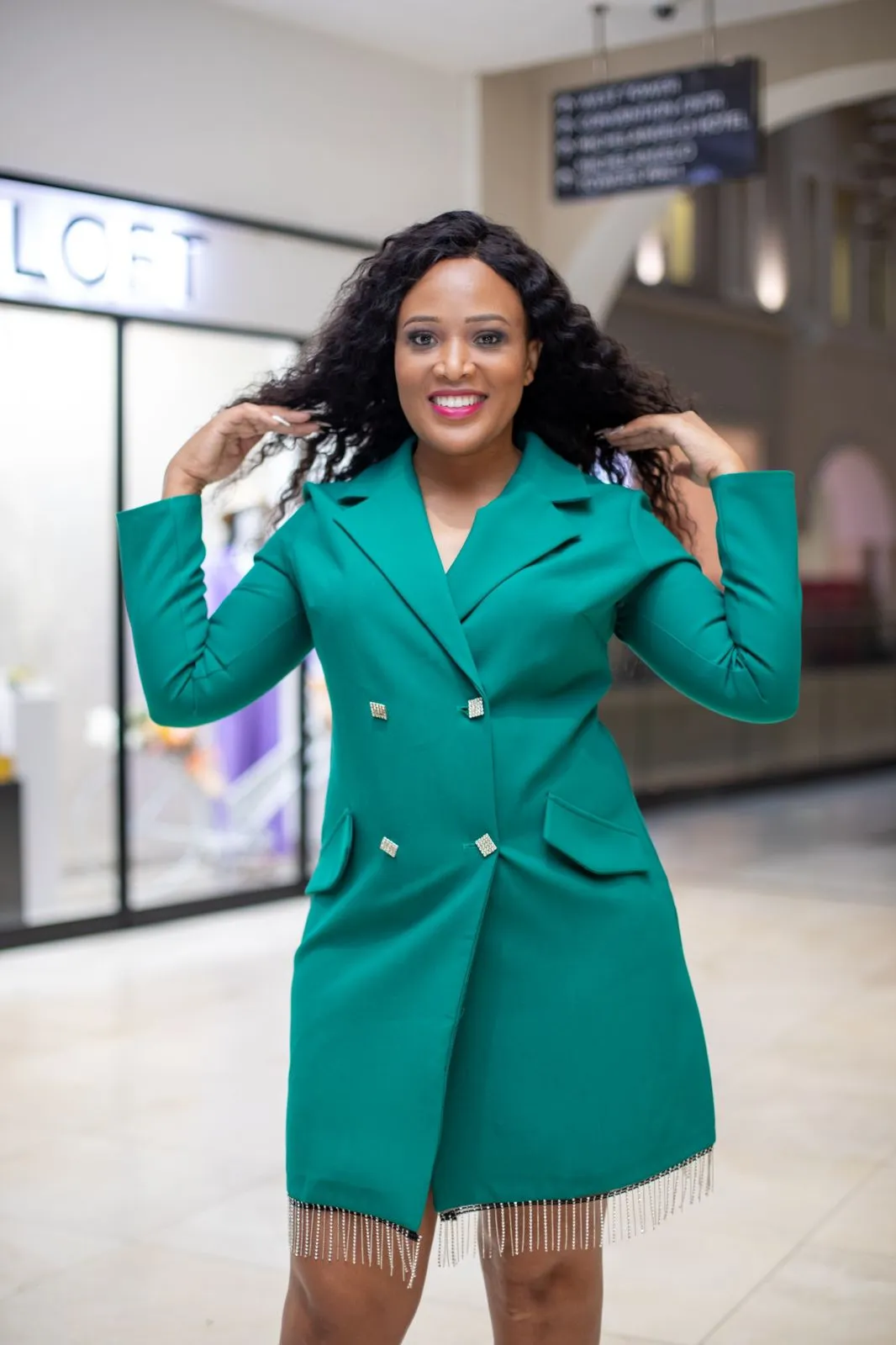 Glimmering Emerald Blazer Dress