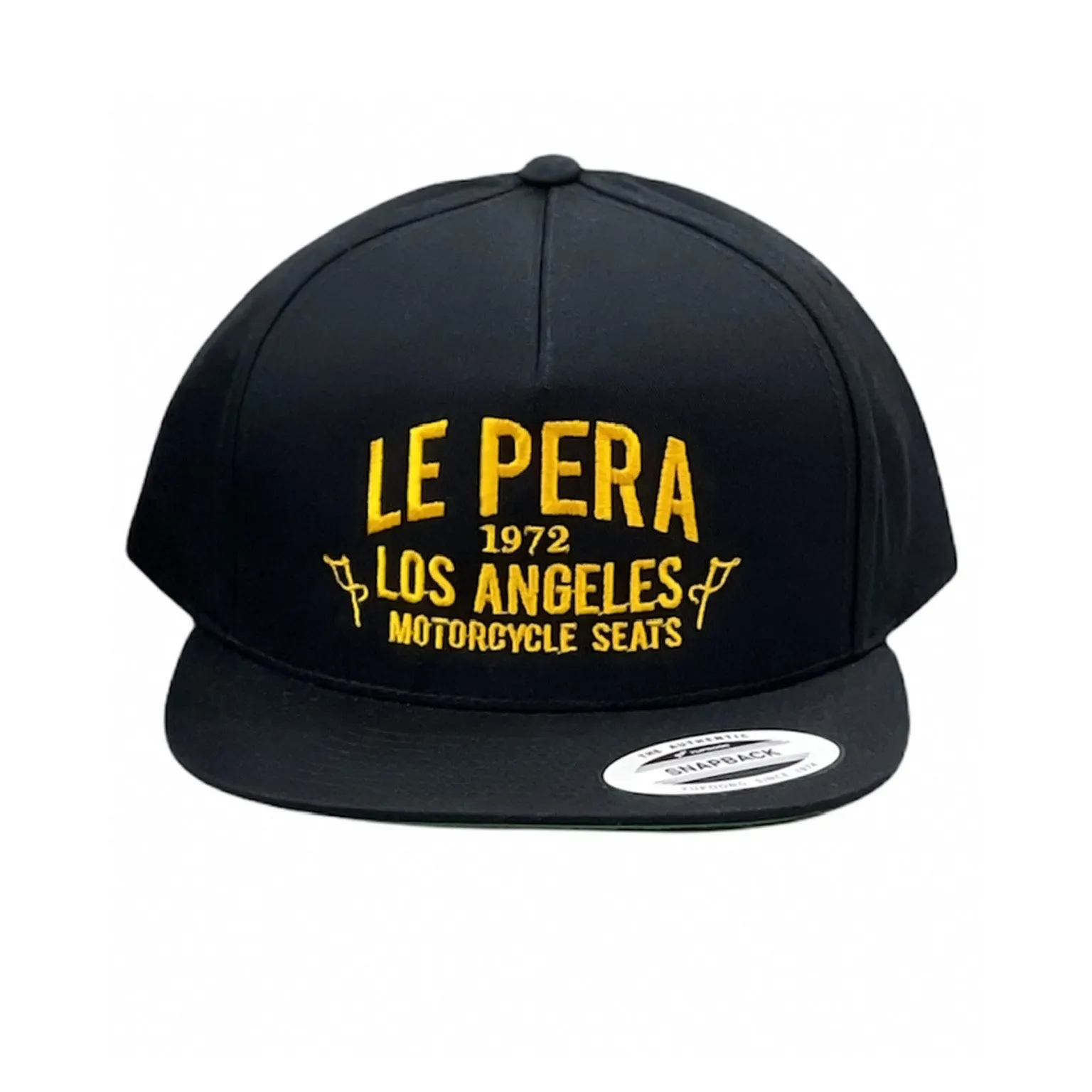 Gold Text Snapback Flat Bill Hat