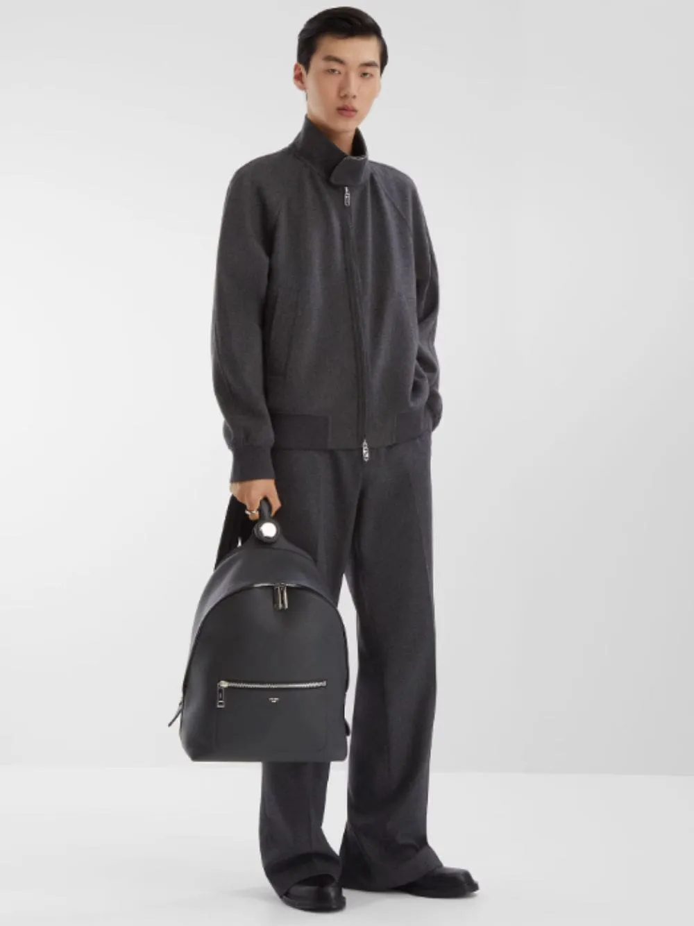 Grey Cashmere Bomber Jacket