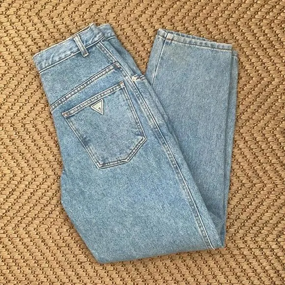 Guess - Vintage 90s High Waist Wide Legged Denim Jeans - Light wash - Size 27