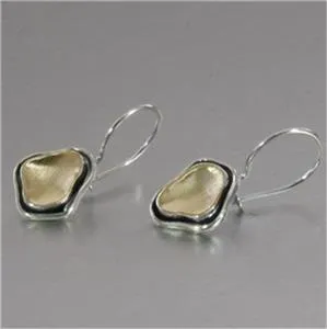 Hadar Designers 9k Yellow Gold Silver Earrings Handmade Modern Smart Art (I e438