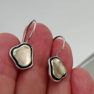 Hadar Designers 9k Yellow Gold Silver Earrings Handmade Modern Smart Art (I e438