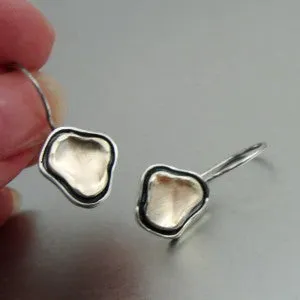 Hadar Designers 9k Yellow Gold Silver Earrings Handmade Modern Smart Art (I e438
