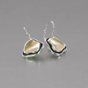 Hadar Designers 9k Yellow Gold Silver Earrings Handmade Modern Smart Art (I e438