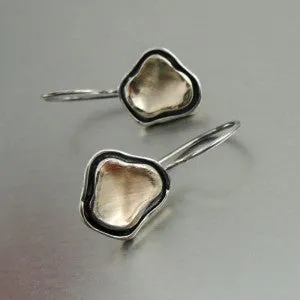 Hadar Designers 9k Yellow Gold Silver Earrings Handmade Modern Smart Art (I e438