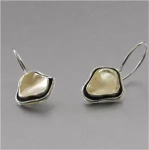 Hadar Designers 9k Yellow Gold Silver Earrings Handmade Modern Smart Art (I e438