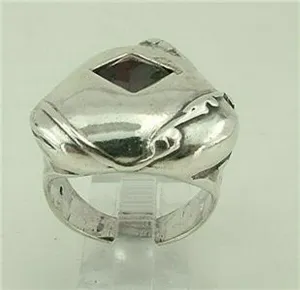 Hadar Designers garnet ring 925 sterling silver sz 7.5,8 handmade (h 1770) last