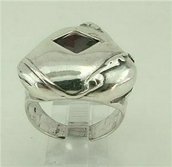 Hadar Designers garnet ring 925 sterling silver sz 7.5,8 handmade (h 1770) last