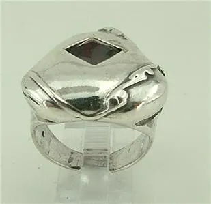 Hadar Designers garnet ring 925 sterling silver sz 7.5,8 handmade (h 1770) last