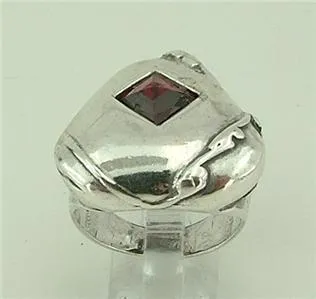 Hadar Designers garnet ring 925 sterling silver sz 7.5,8 handmade (h 1770) last