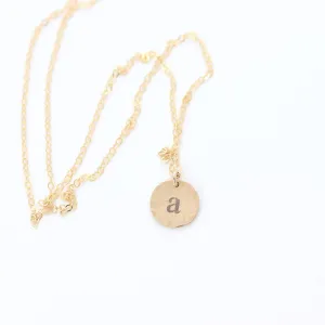 Hammered Initial Charm Disc Necklace