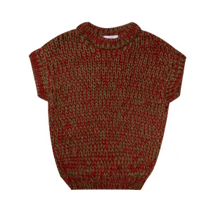 Handmade Wool Vest Melange, Red