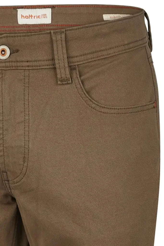 Hattric Men's Trousers Harris Stretch 688455 Cosy Structure Mid Brown