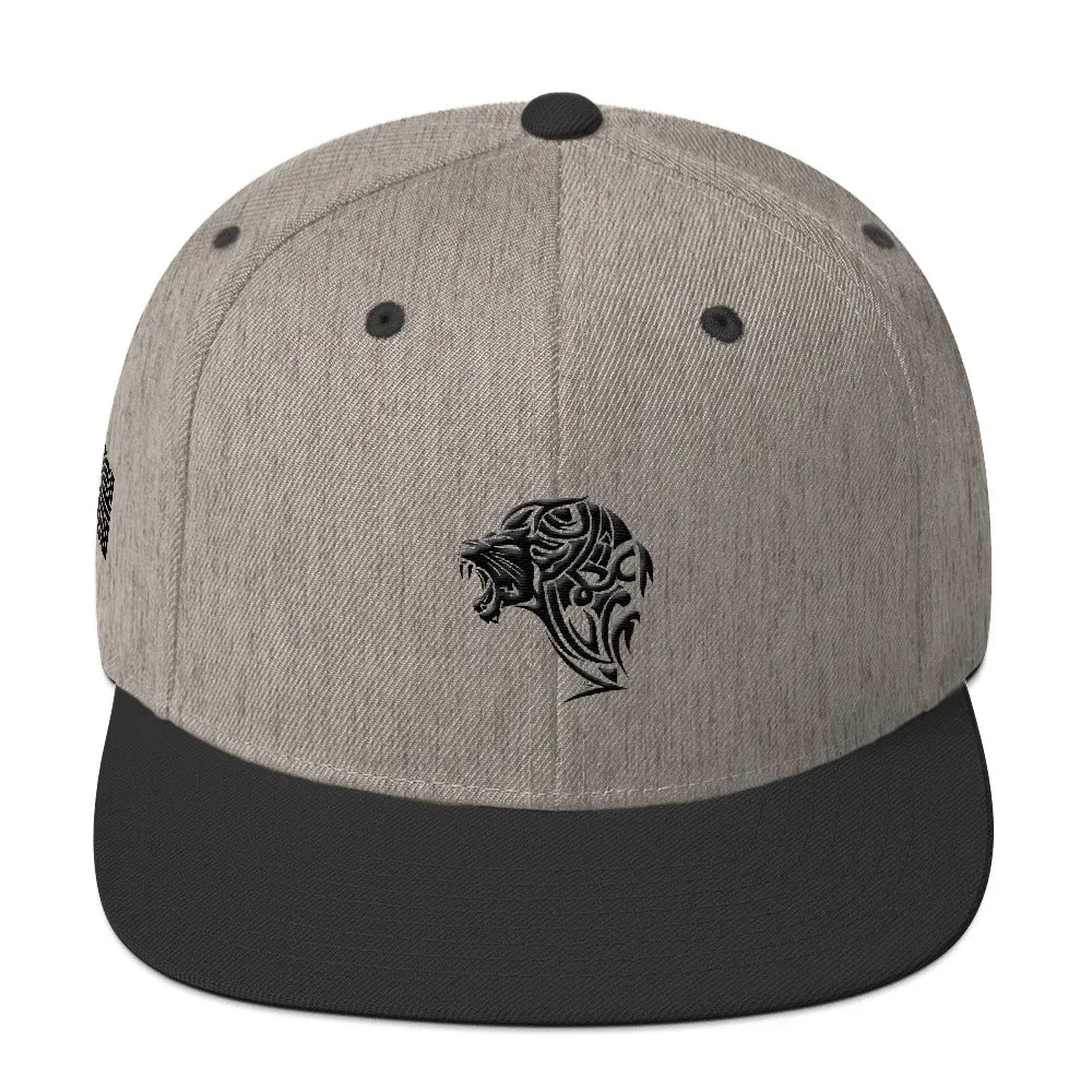 Heather Grey & Black Snapback Lion Hat