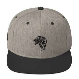 Heather Grey & Black Snapback Lion Hat