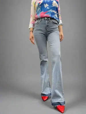 High Rise Light Wash Flared Denim Jeans