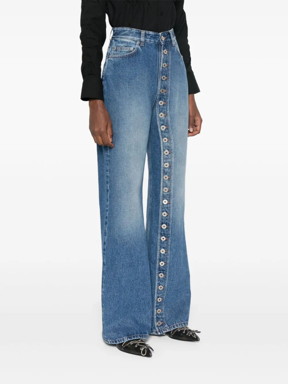 High Waist Button-Front Straight-Leg Denim Jeans for Effortless Chic