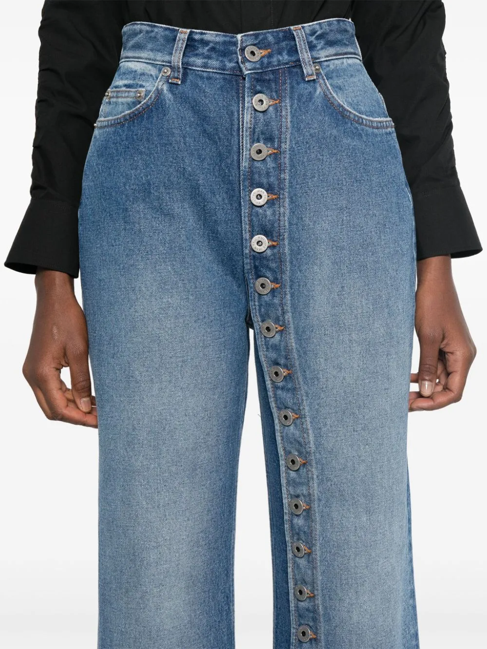 High Waist Button-Front Straight-Leg Denim Jeans for Effortless Chic