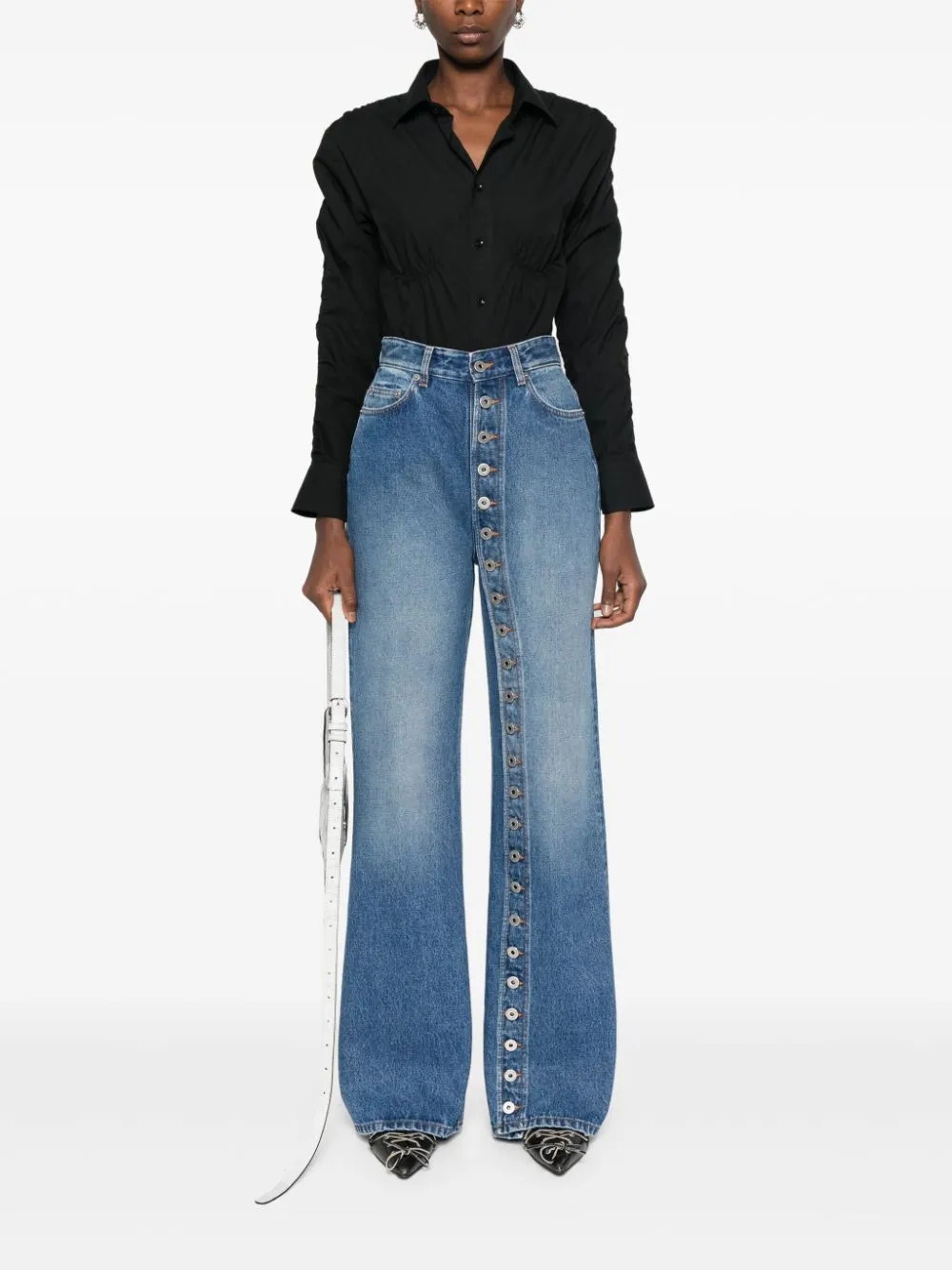 High Waist Button-Front Straight-Leg Denim Jeans for Effortless Chic
