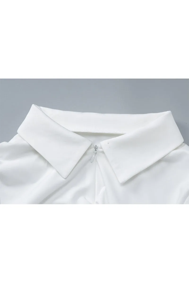HTR1123 Chic Ruched Front Office Blouse