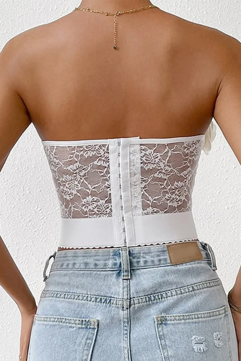 HTS1337 Floral Lace Bustier Top