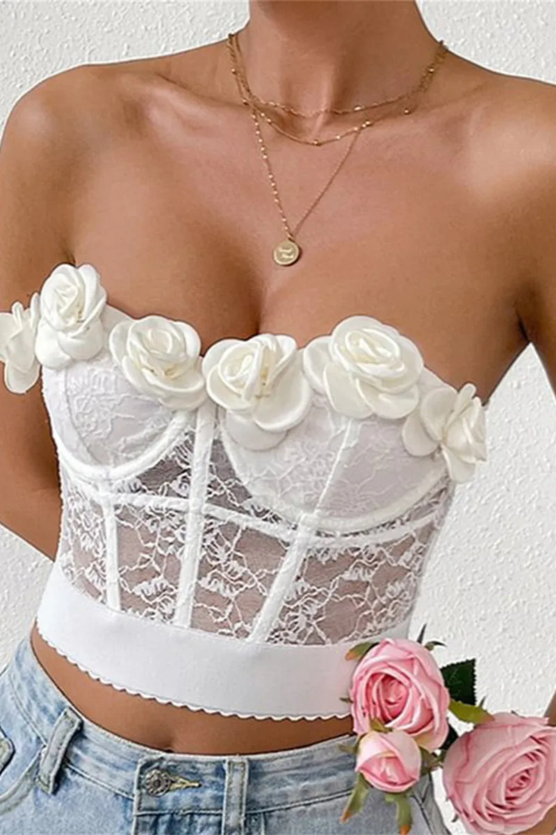 HTS1337 Floral Lace Bustier Top