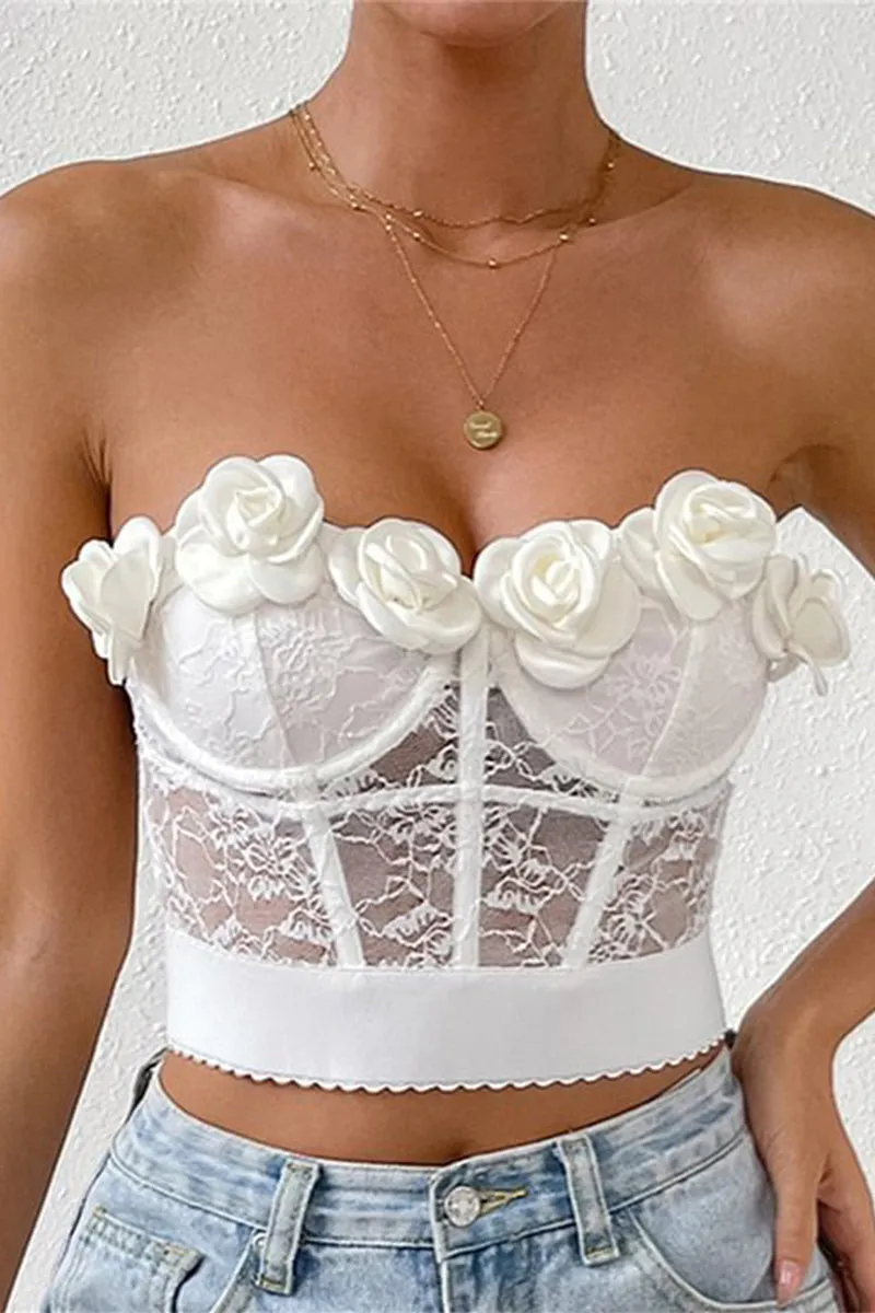 HTS1337 Floral Lace Bustier Top
