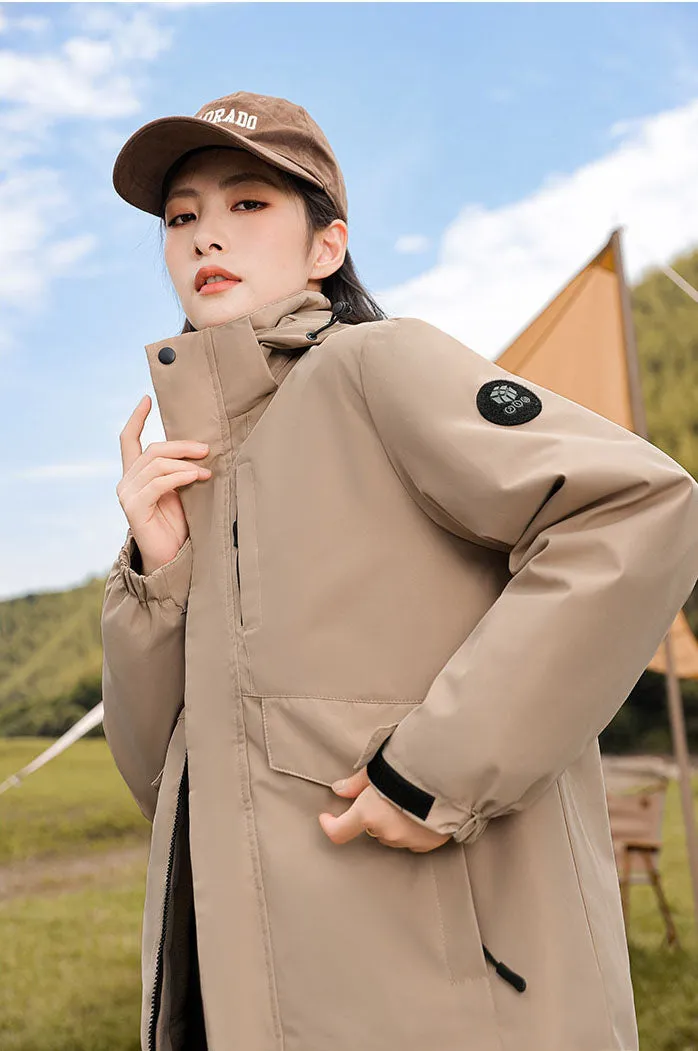 Insulated Cargo Puffer Jacket for Women with Relaxed-Fit Design