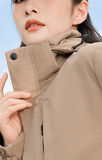 Insulated Cargo Puffer Jacket for Women with Relaxed-Fit Design