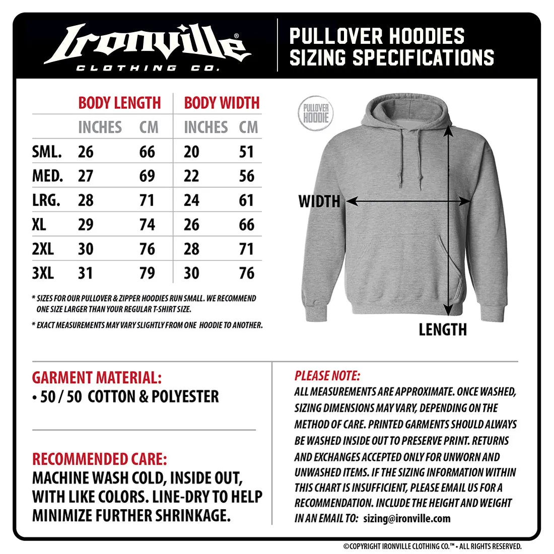 Ironville BRANDED Pullover Hoodie Sweatshirt