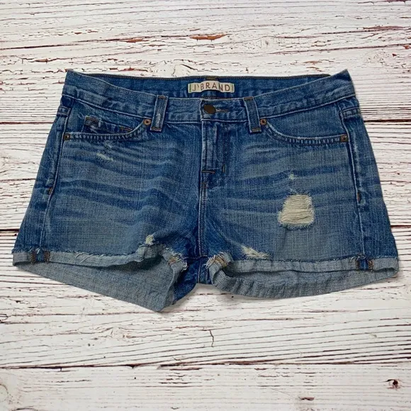 J Brand Distressed Cut Off Jeans Shorts in Neptune Wash Sz 26