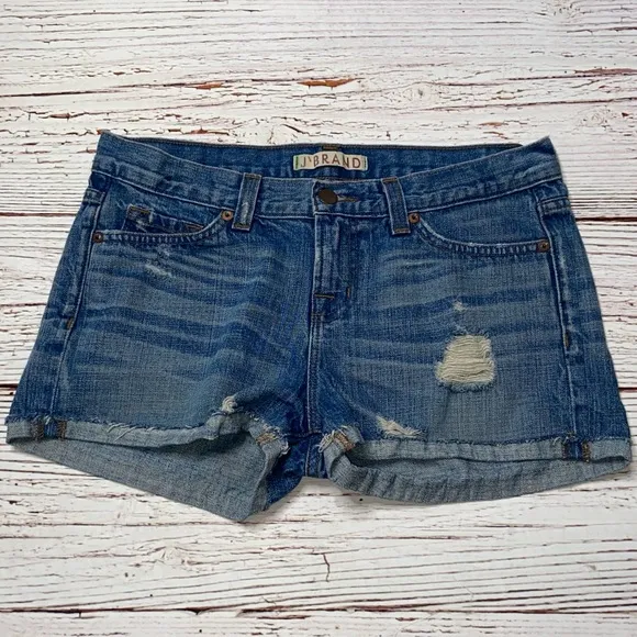 J Brand Distressed Cut Off Jeans Shorts in Neptune Wash Sz 26
