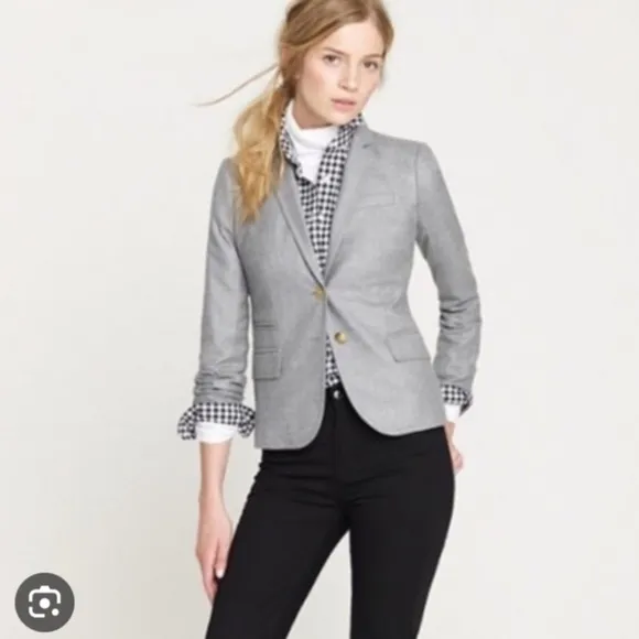 J. Crew Mercantile Schoolboy Blazer In Heather Grey Oatmeal SZ 0 NWOT!