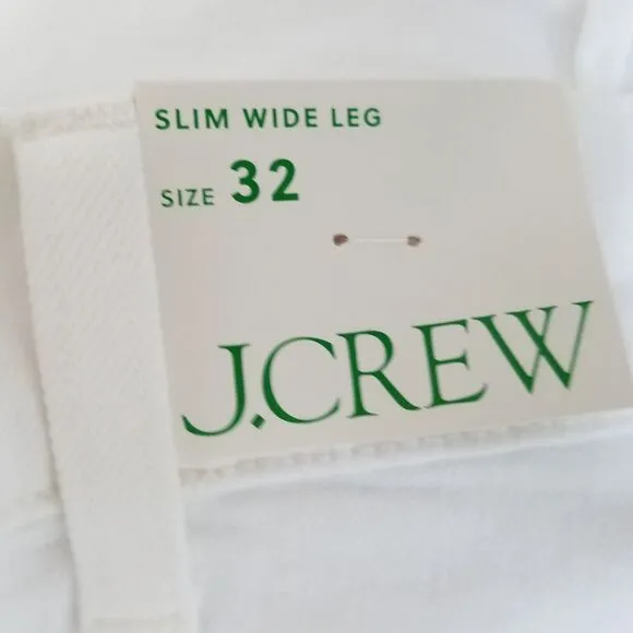 J. Crew Sailor Slim Wide Leg‎ Jeans Womens Size 32 White Ankle NWT $148 BX940