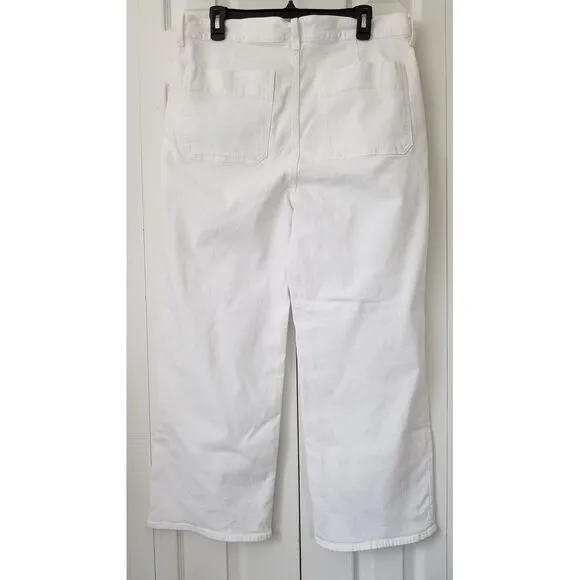 J. Crew Sailor Slim Wide Leg‎ Jeans Womens Size 32 White Ankle NWT $148 BX940