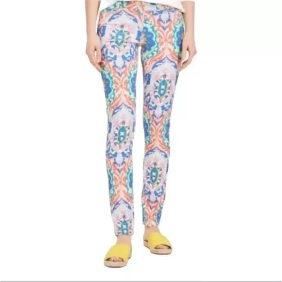 J. McLaughlin Slim Lexi Jeans. Size 0. Oahu print. Multicolor.