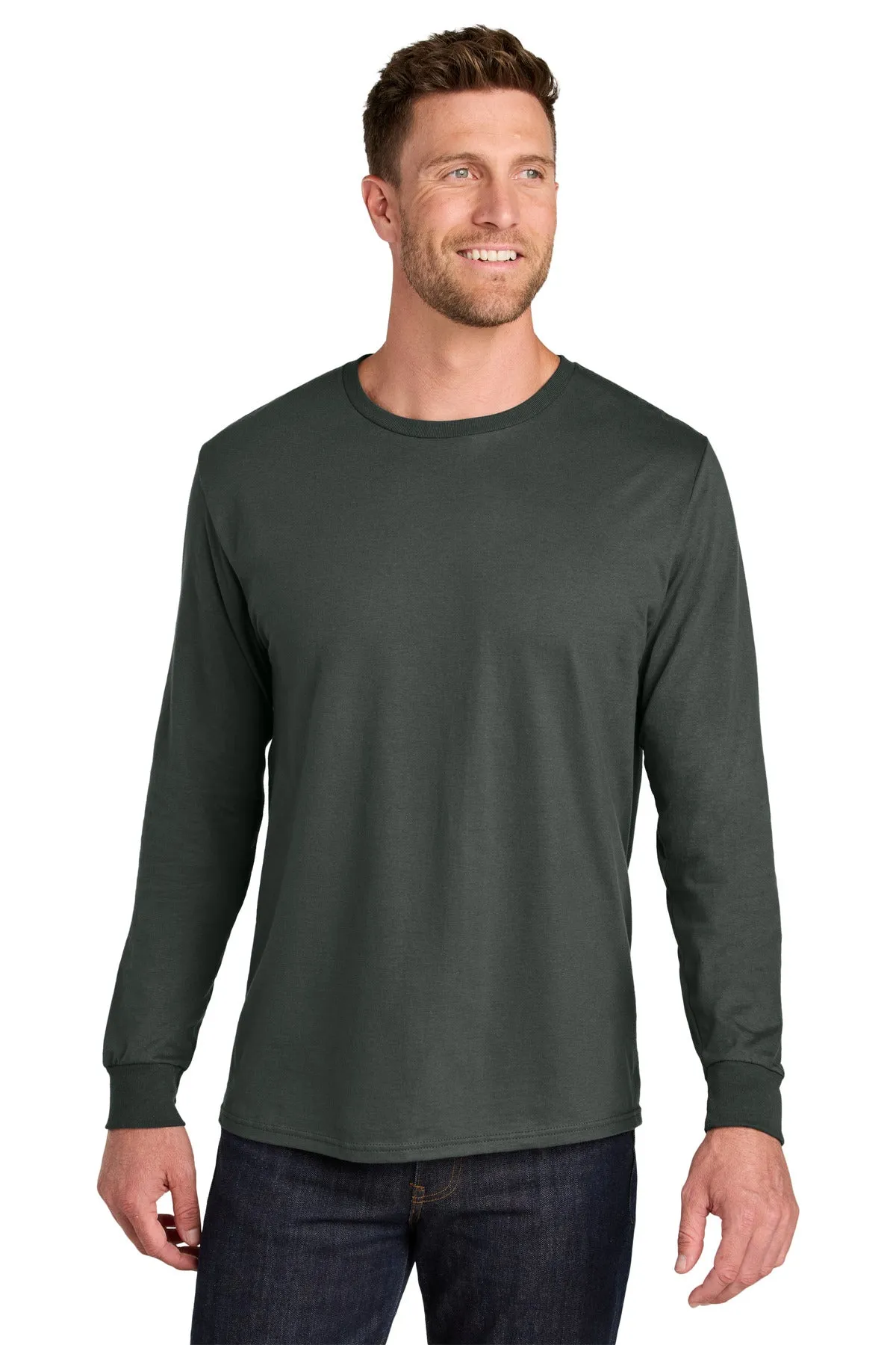 Jerzees Ultimate Unisex Ring Spun Long Sleeve T-Shirt IC46L Charcoal Grey
