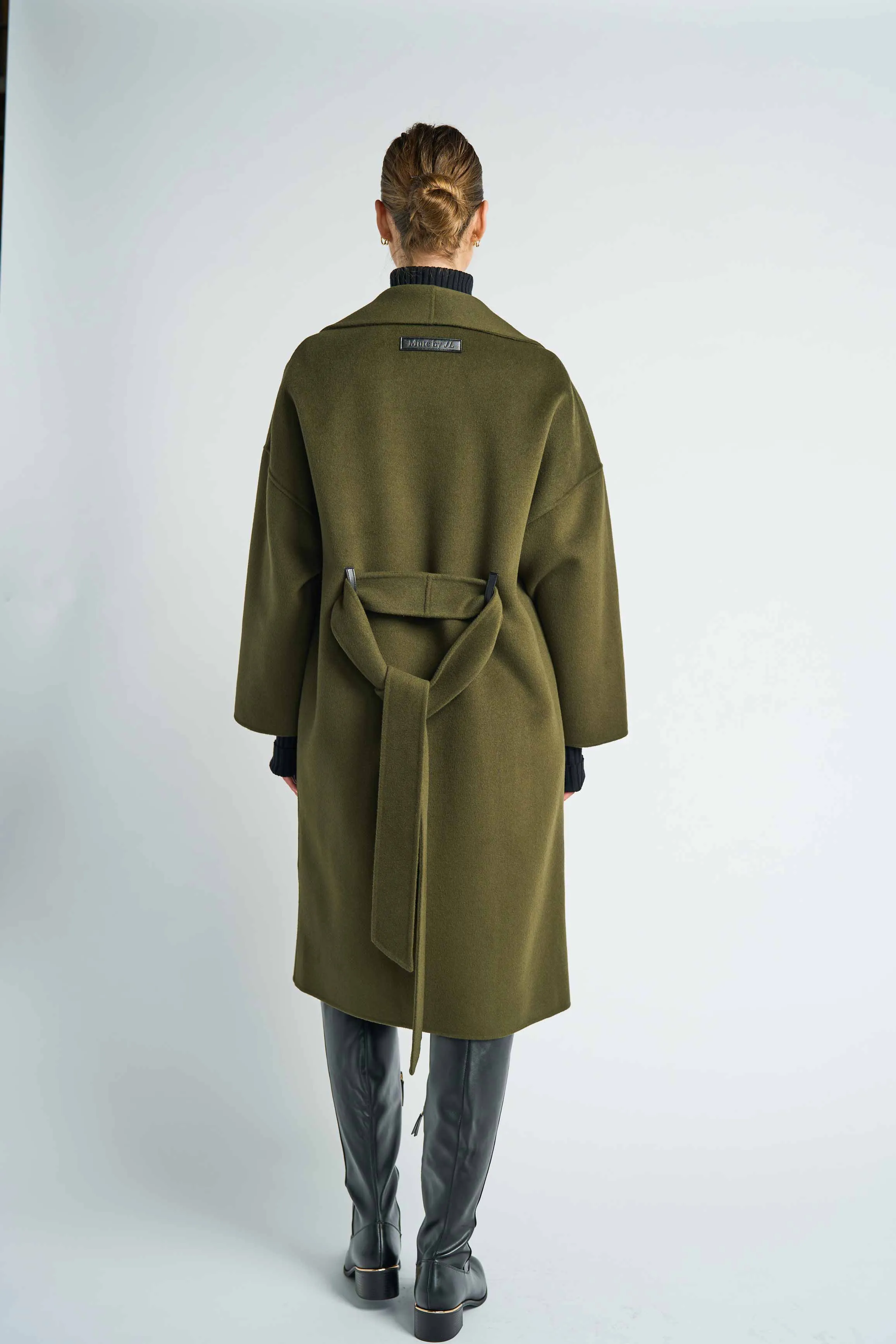 JL065D Hourglass Cashmere Belted Coat - Olive