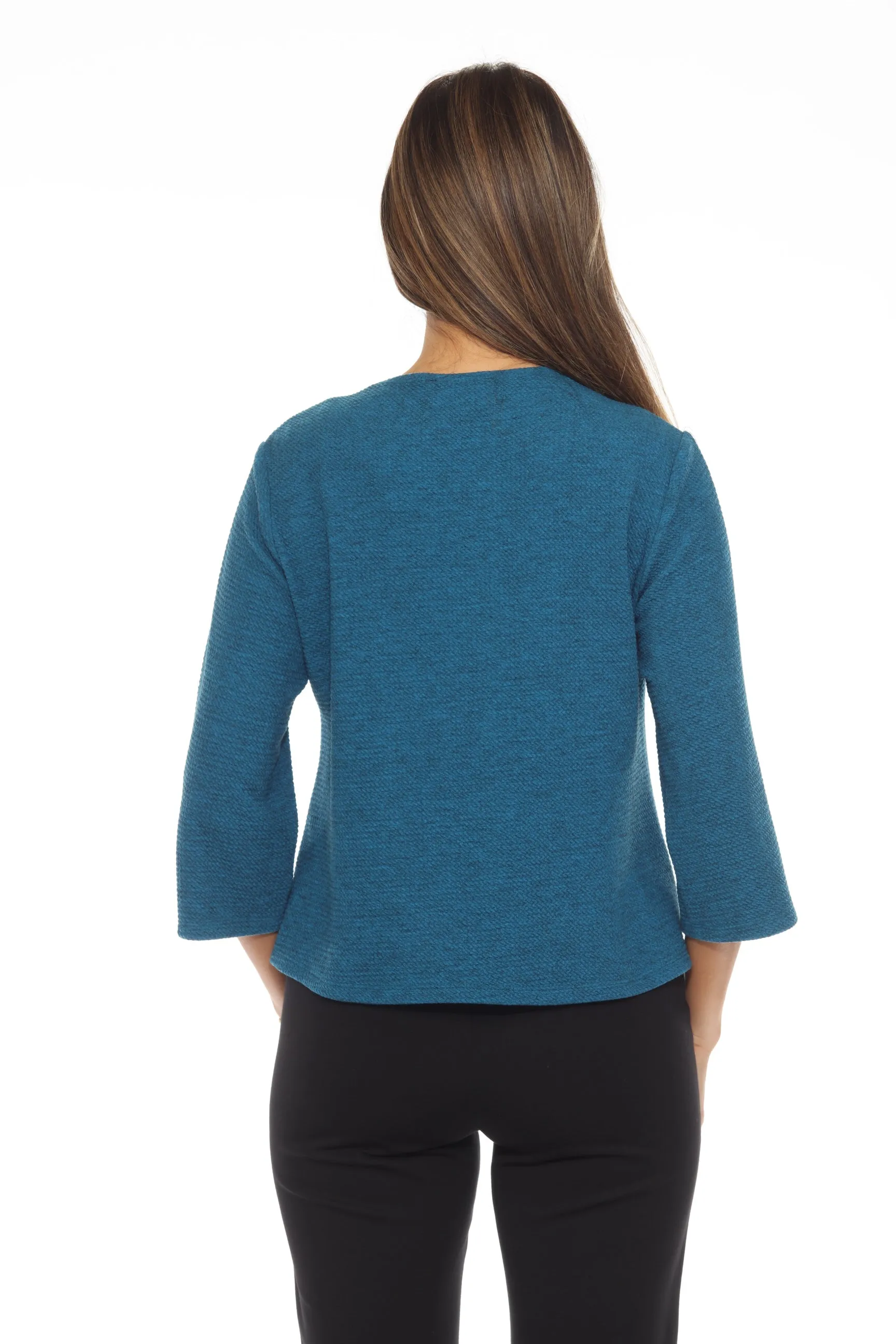 Joseph Ribkoff Pacific Blue Marled Jacquard Knit Jacket 243094