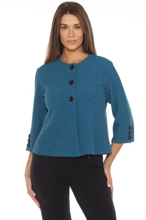 Joseph Ribkoff Pacific Blue Marled Jacquard Knit Jacket 243094