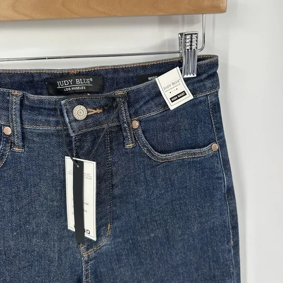 Judy Blue Jeans 3/26 Tailored Wide Leg Trouser Denim Tummy Control Dark Wash NEW