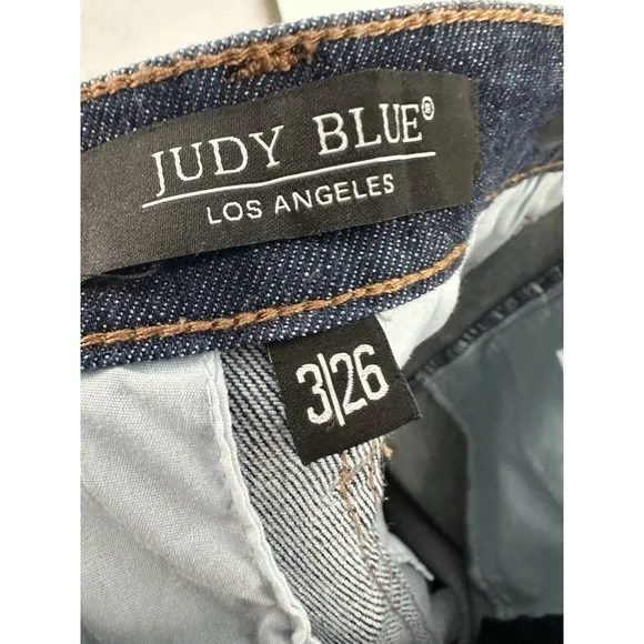 Judy Blue Jeans 3/26 Tailored Wide Leg Trouser Denim Tummy Control Dark Wash NEW