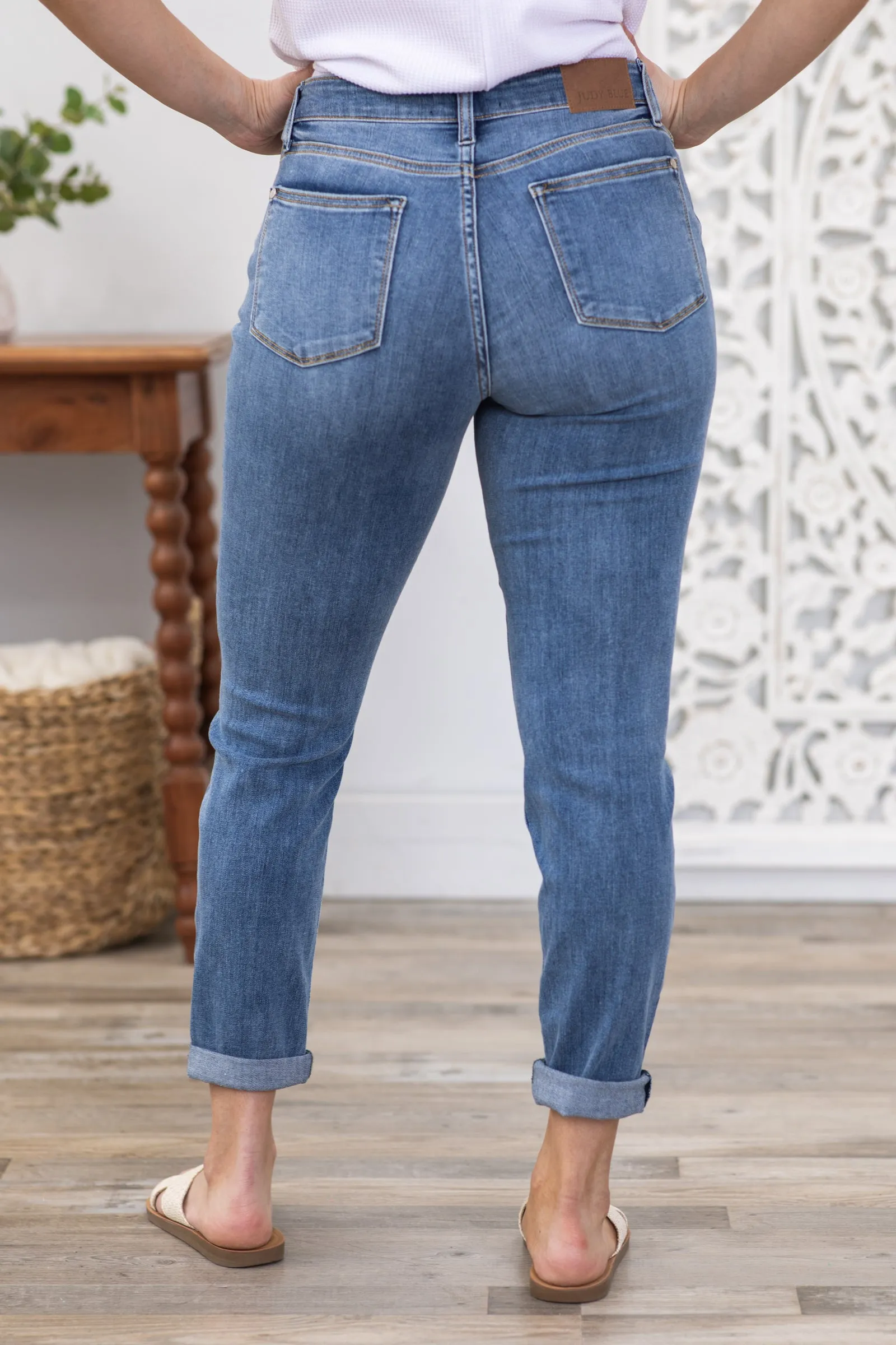 Judy Blue Mid Rise Cuffed Slim Jean