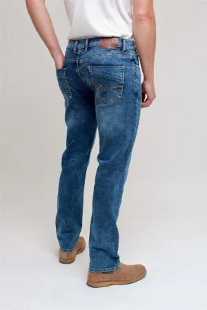 KAM Knitted Regular Fit Jeans For Men in Light Wash, 40W to 60W