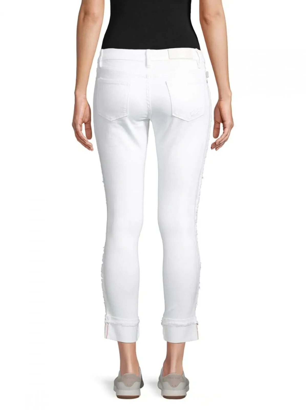 Karl Lagerfeld Paris Fringe Cropped Jeans White 8
